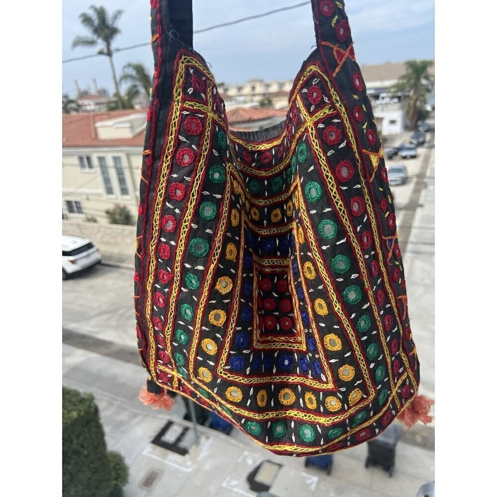Vintage Indian Banjara tribal ethnic rabari handmade boho mirror bag colorful